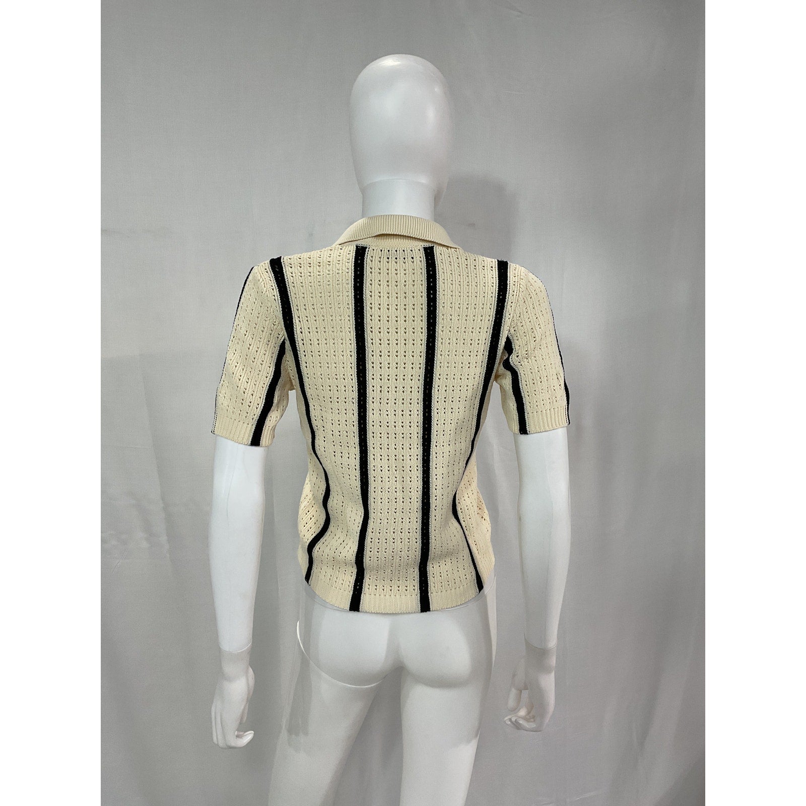 Anine Bing 'Alexis' Whit Stripe Short Sleeve Sweater Size S