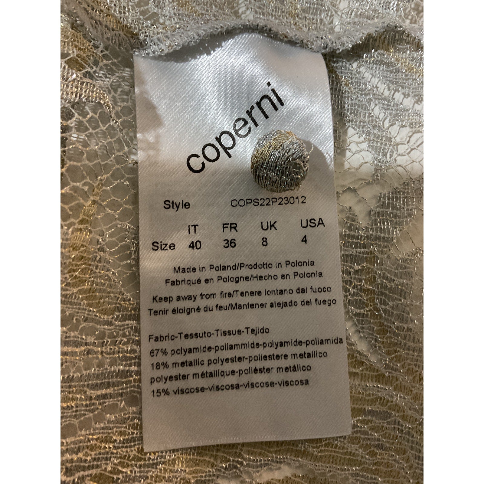 Coperni Lace Flared Silver Polyamide Trouser Size 36