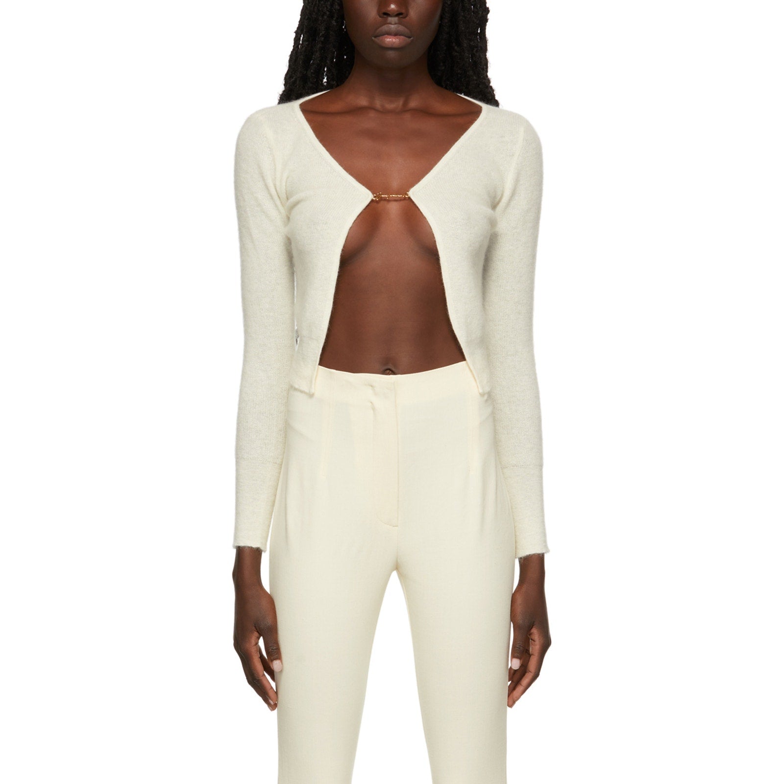 Jacquemus 'Ssense' White Exclusive Off-White Mohair Wool Blend Le Cardigan Size 34