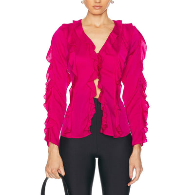 Nicholas Ruffled Pink Amira Blouse Size 8 NWT