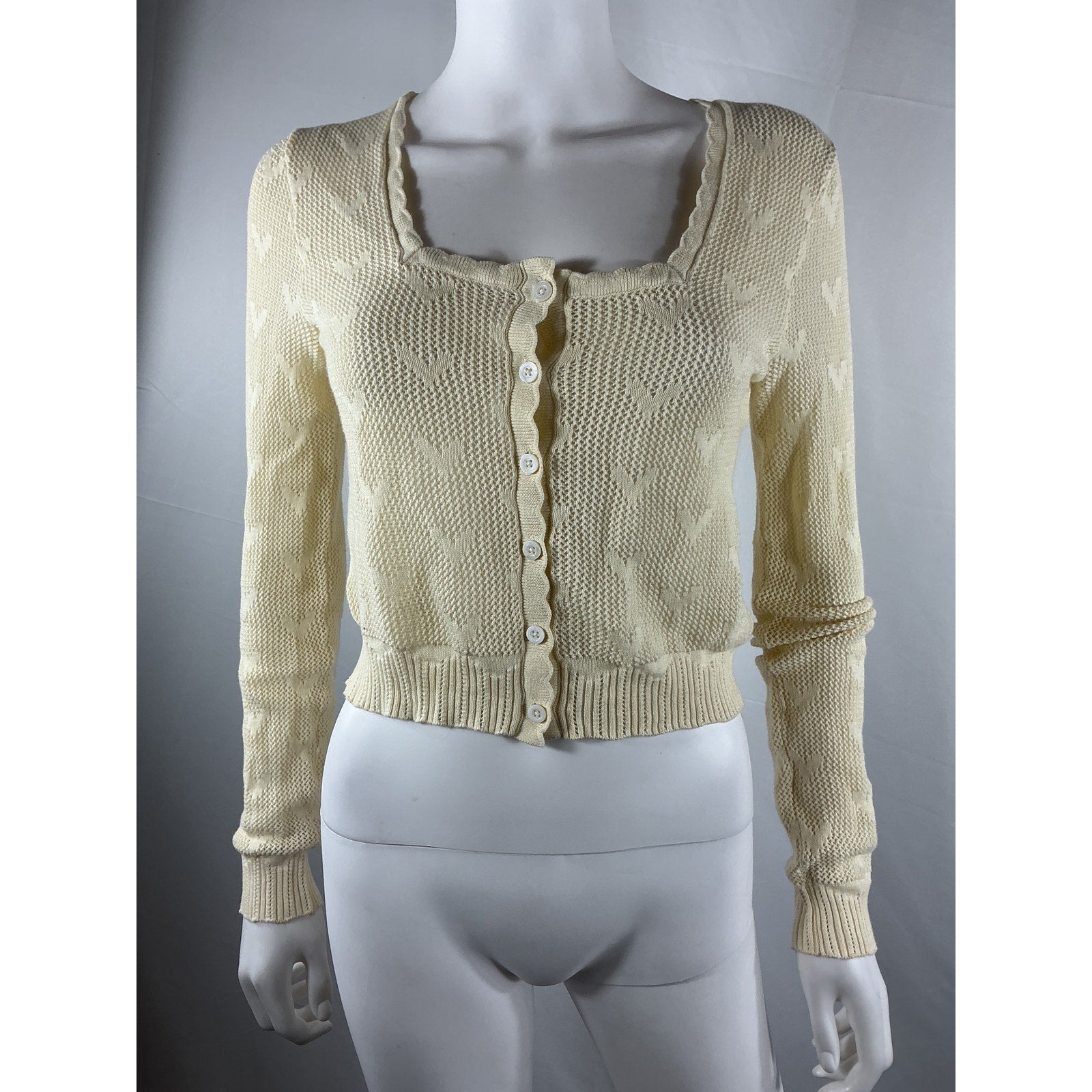 Loveshackfancy 'Venice' White Cotton Cardigan Sweater Size XS