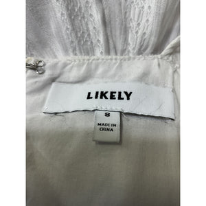 Likely 'Charlotte' White Ruffle Straps Scoopneck Dress Size 8