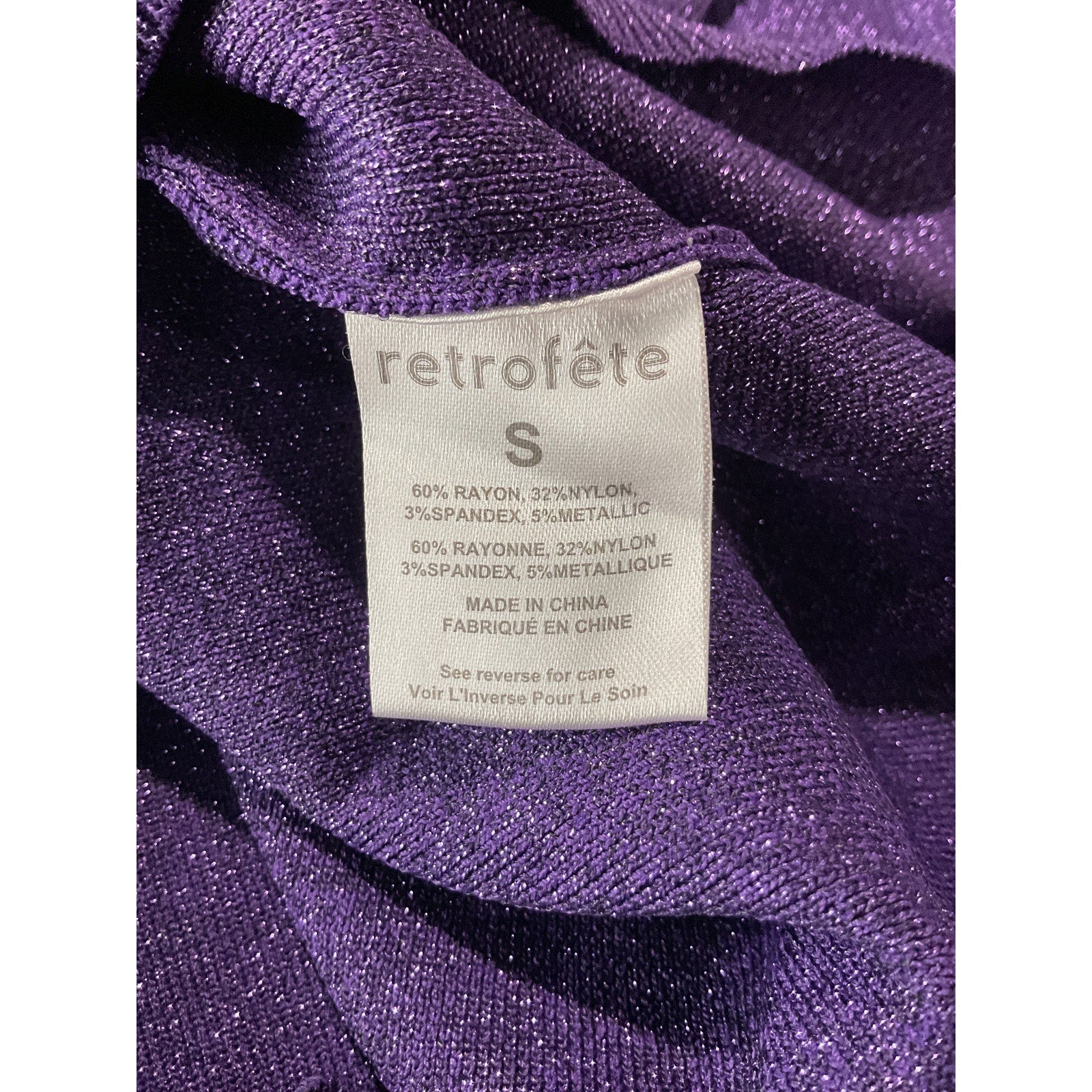 Retrofete 'Sonja' Purple Long Sleeve Body-Con Minidress Size S