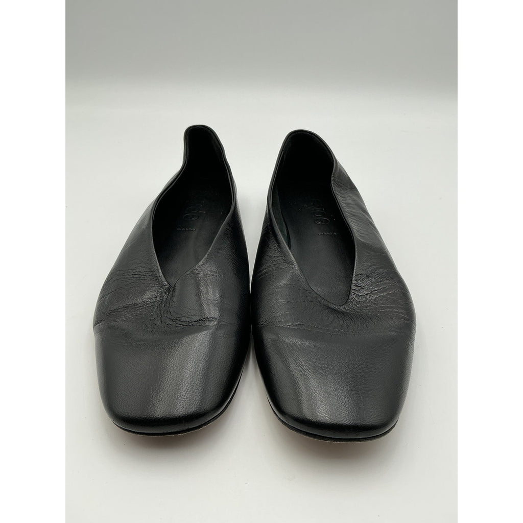 Aeyde 'Kirsten' Black Leather Ballet Flats Size 10