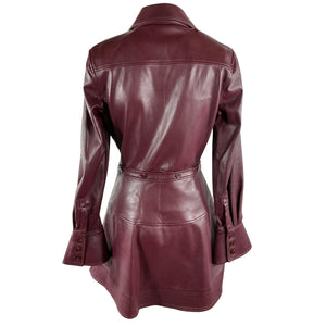 Simkhai Vegan Leather Merlot Elias Mini Dress Size 2 NWT