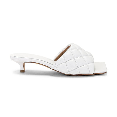 Bottega Veneta Padded White Mule Heels Size 37 EU / US 7