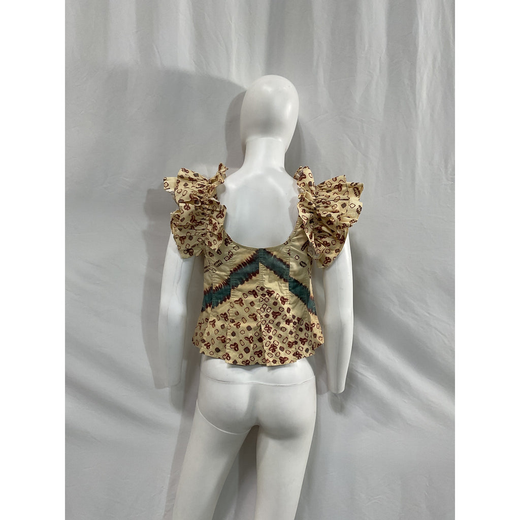 Ulla Johnson 'Milla' Tan Cotton Ruffle Top Size 0