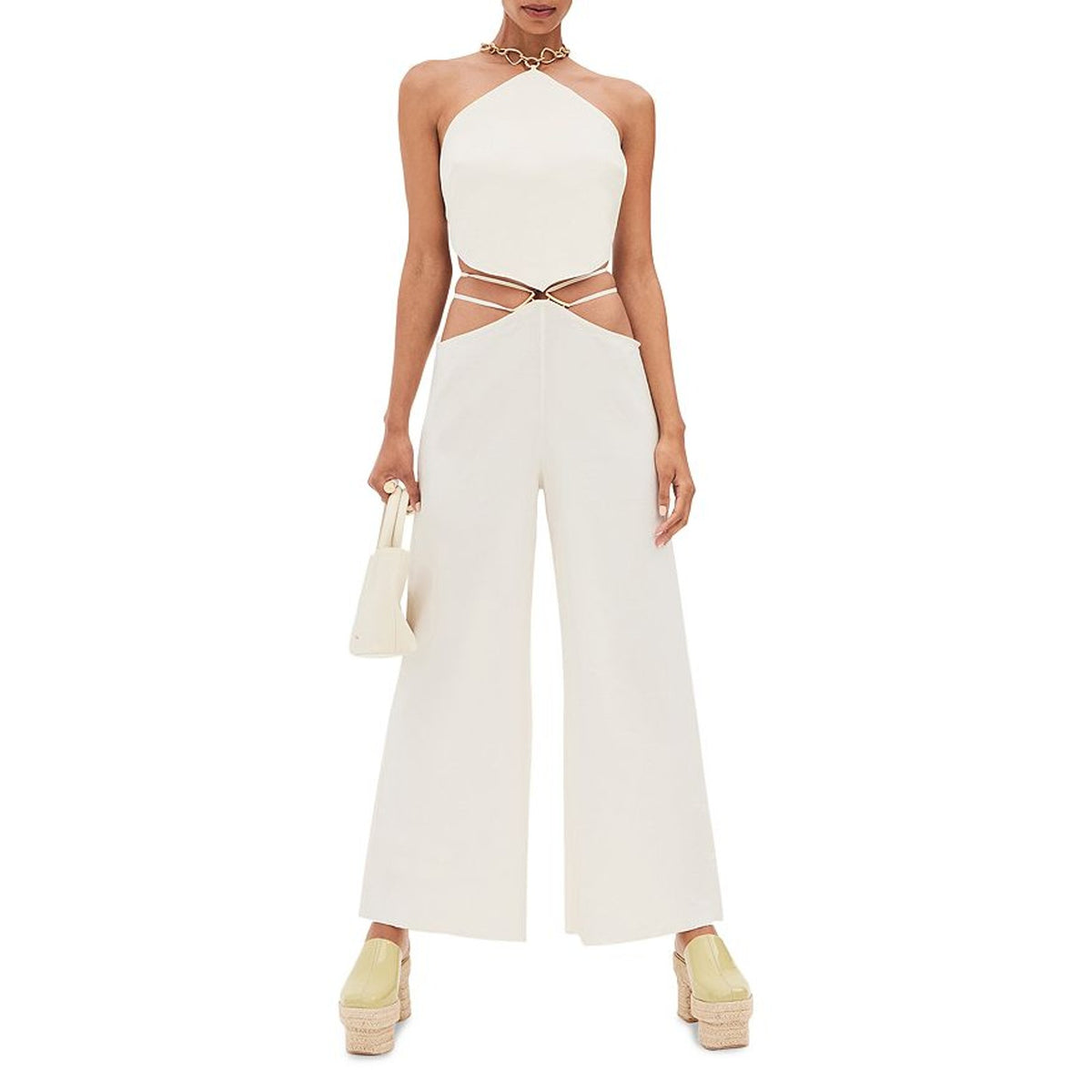 Cult Gaia 'Tessa' Off White Linen Blend Tie Waist Pants Size S