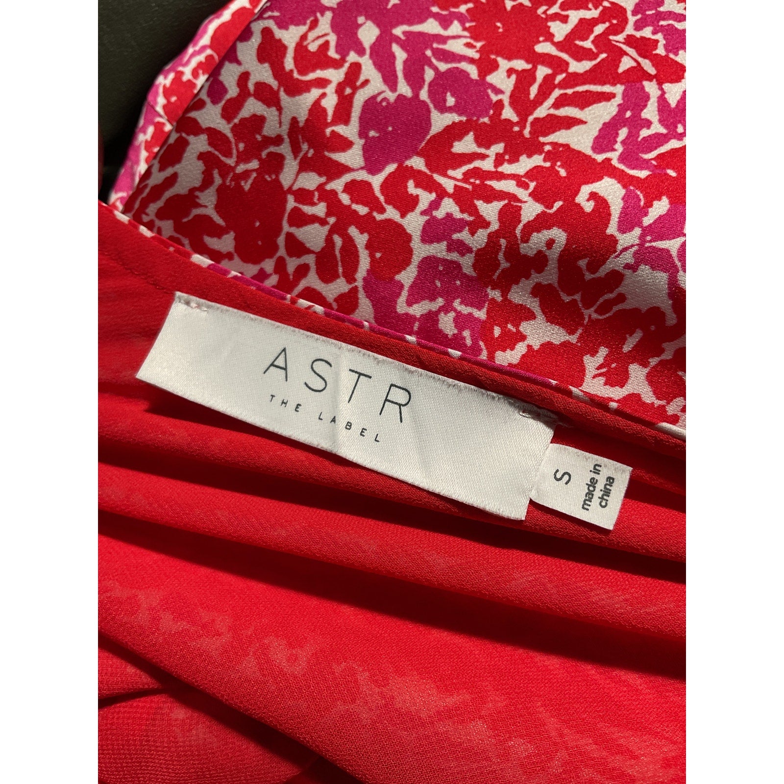 Astr The Label 'Colette' Red Floral Satin Cutout Midi Dress Size S