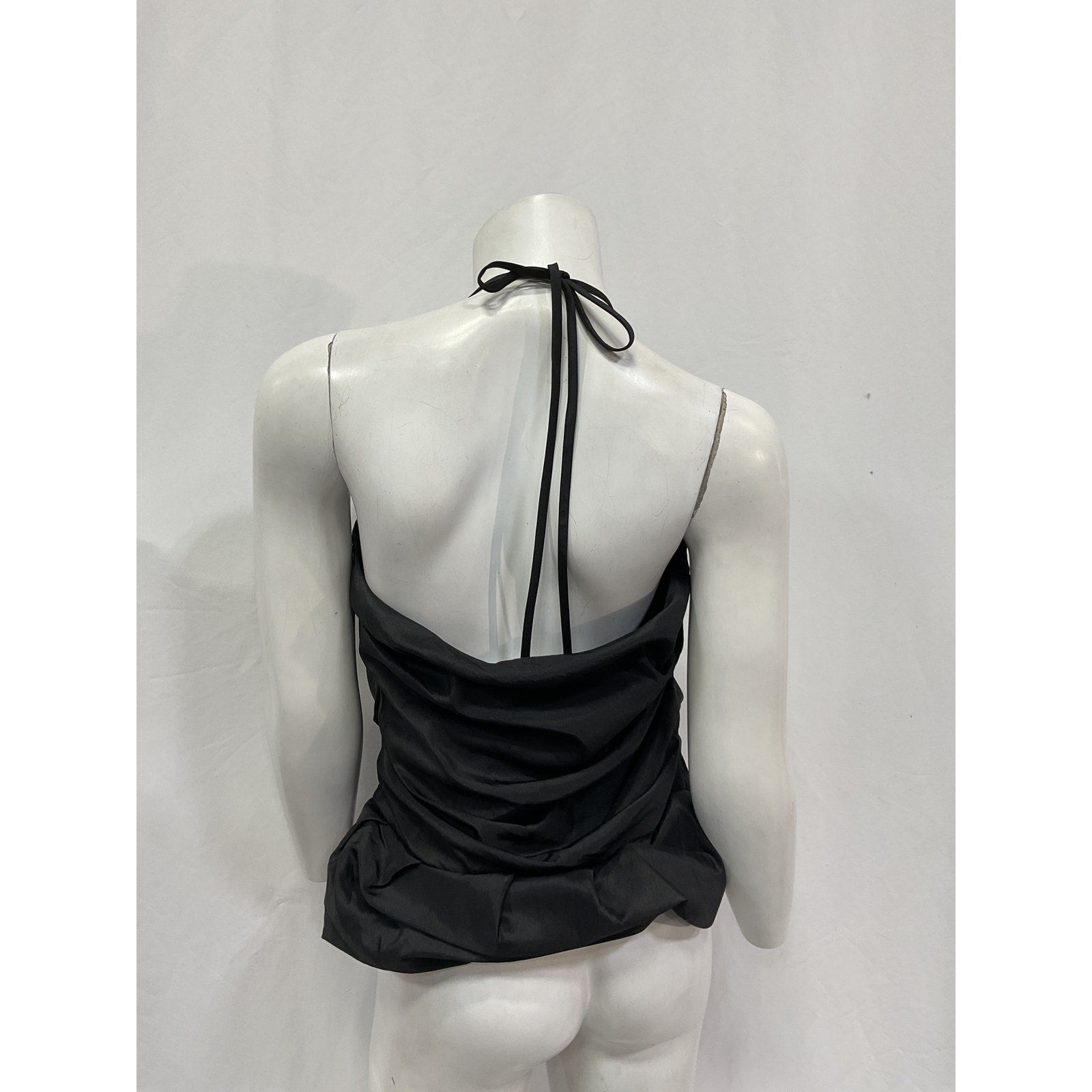 Simkhai 'Hailee' Black Taffeta Draped Halter Top Size 10 - NWT