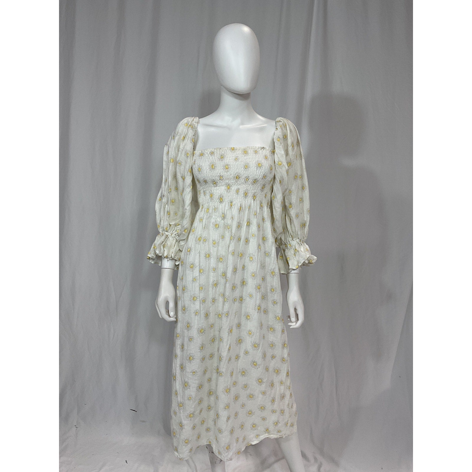 Sleeper 'Atlanta' White Daisy-Print Midi Dress Size S