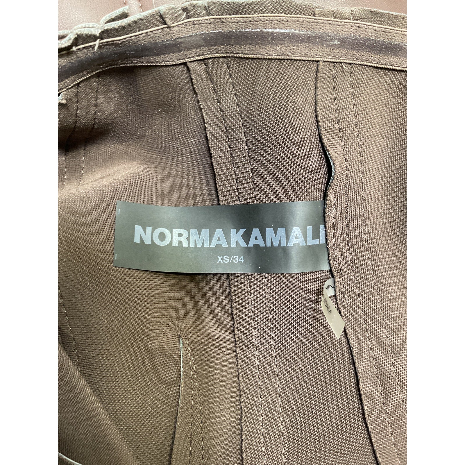 Norma Kamali Strapless Brown Polyurethane Grace Mini Dress Size XS