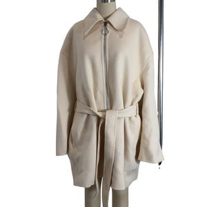 Acne Studios Minimalist Ecru Zip Front Belted Size EU 40 / US 8 Coat