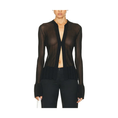 St. Agni Sheer Black Fine Pleat Knit Top Size S