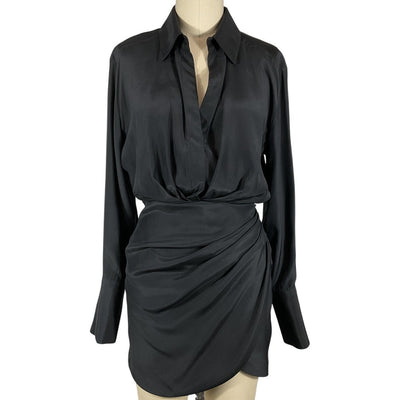 Gauge81 Silky Black Shirt Minidress Size XS