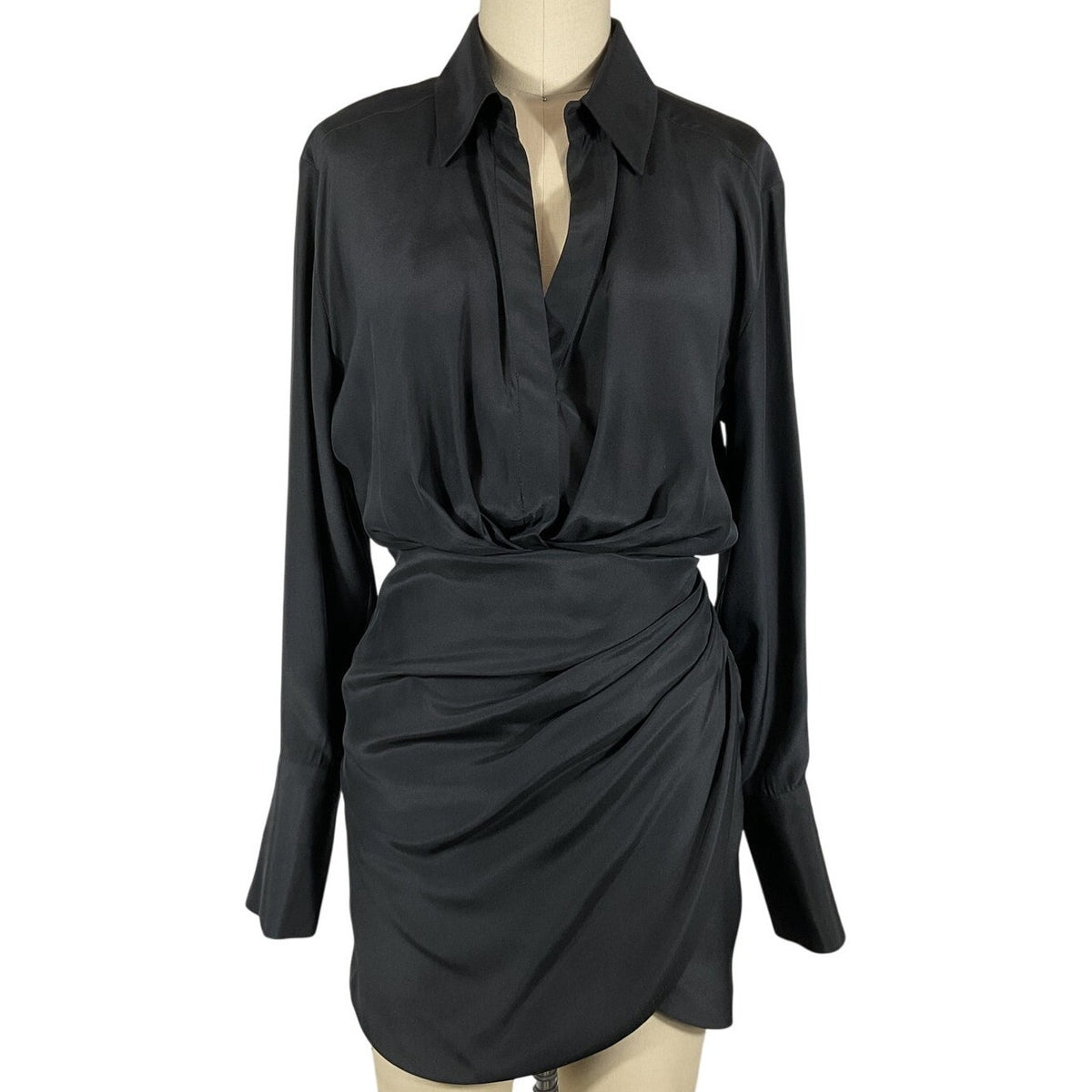 Gauge81 Silky Black Shirt Minidress Size XS