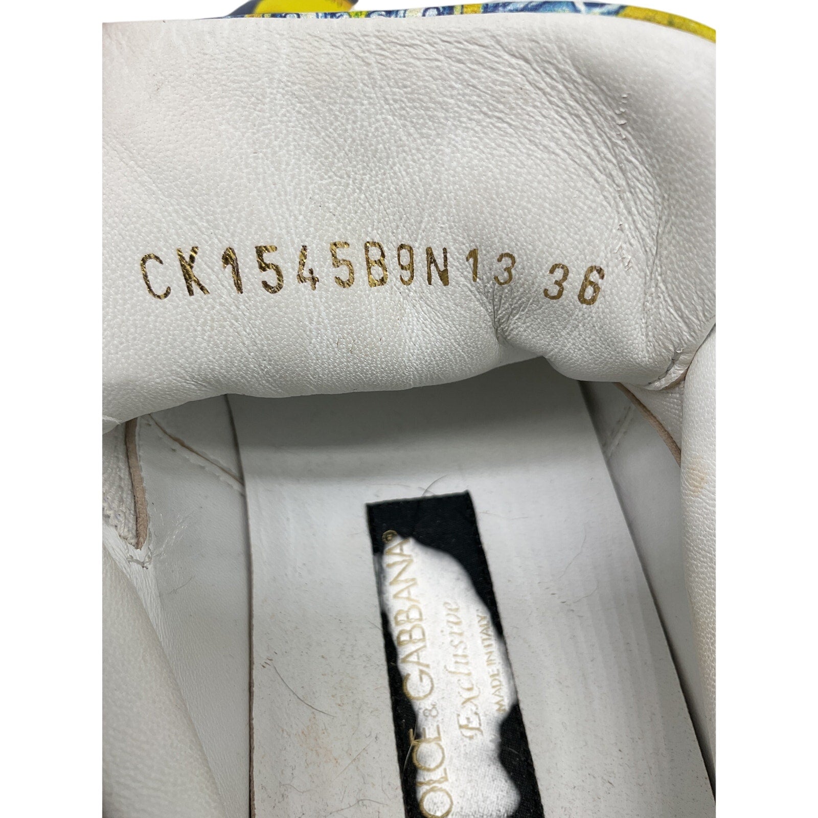 Dolce & Gabbana 'Portofino' Yellow Leather Lemon-Print Low-Top Sneakers Size 6