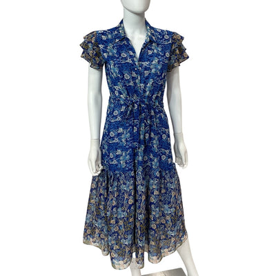 Misa Los Angeles Ruffled Lapis Ombre Viola Dress Size S