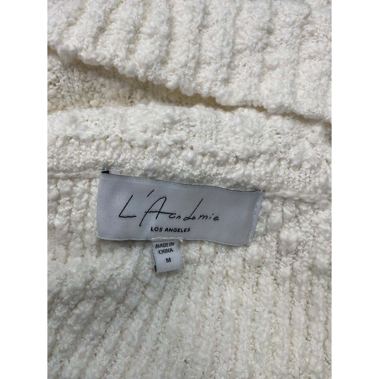 L'Academie 'Imani' White Cotton Boucle Knit Pullover Sweater Size M