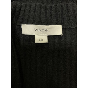 Vince Ribbed Black Button-Front Cardigan Size L