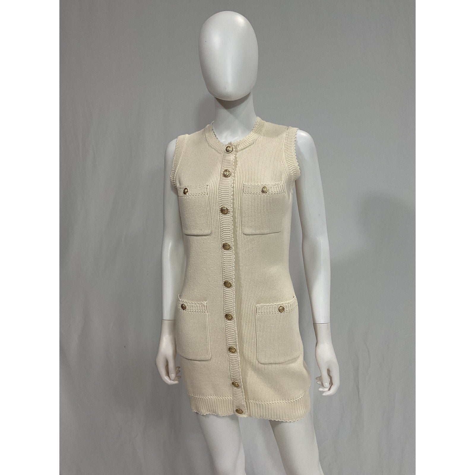 Reformation 'Catalina' White Cotton Jewel Neck Sleeveless Mini Dress Size S