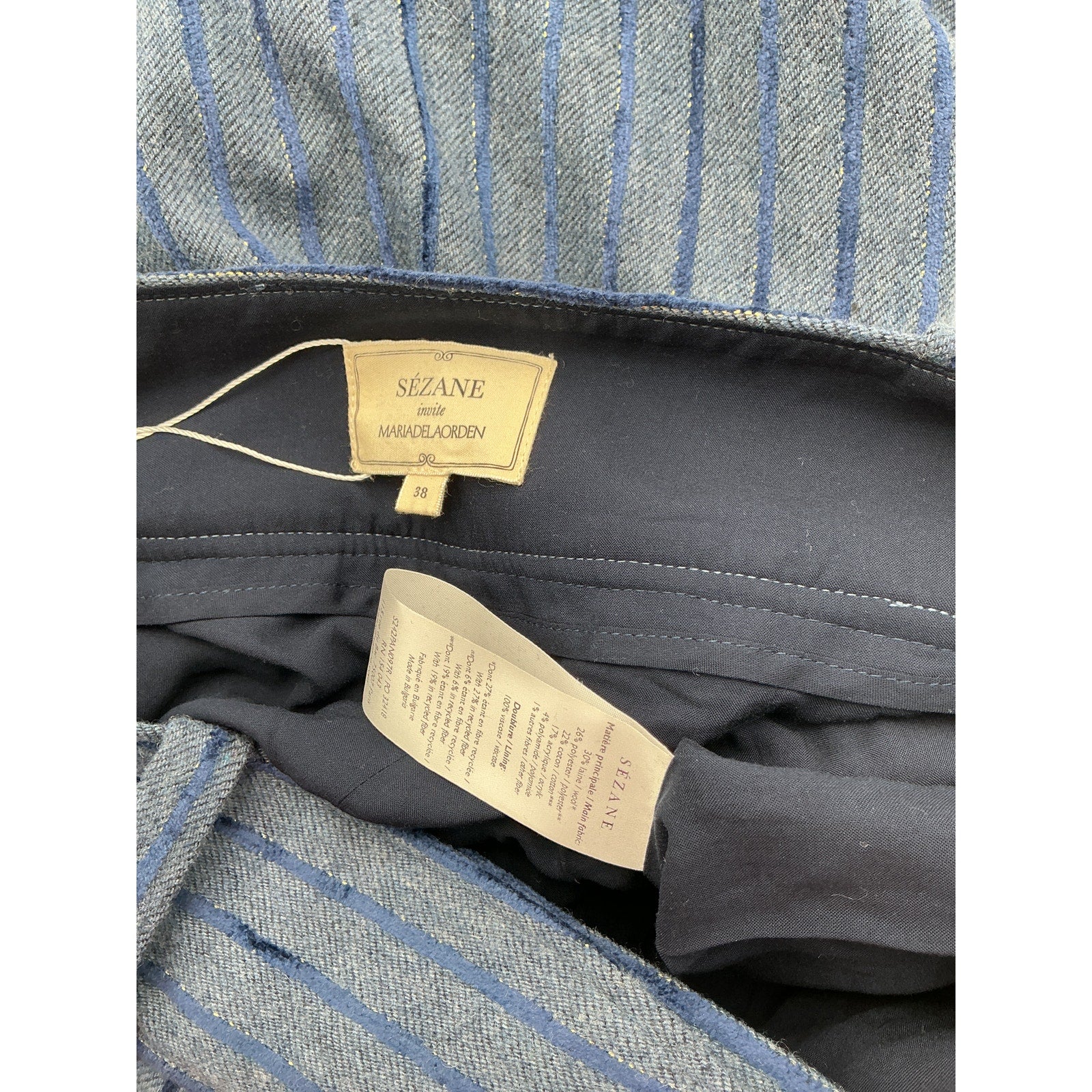 S�zane 'Rocio' Blue Wool Trousers Size 38