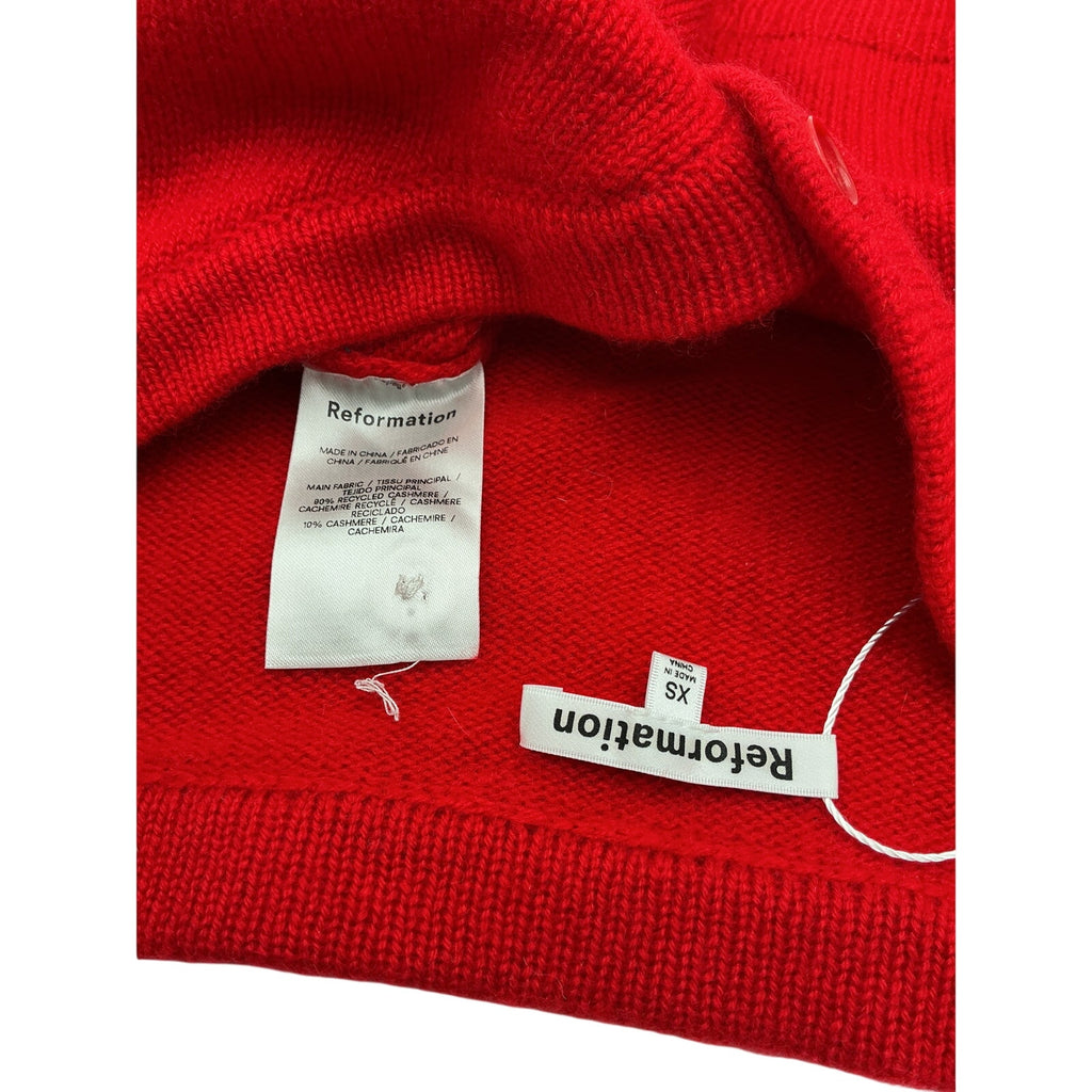 Reformation 'Millie' Red Cashmere Off The Shoulder Cardigan Size XS