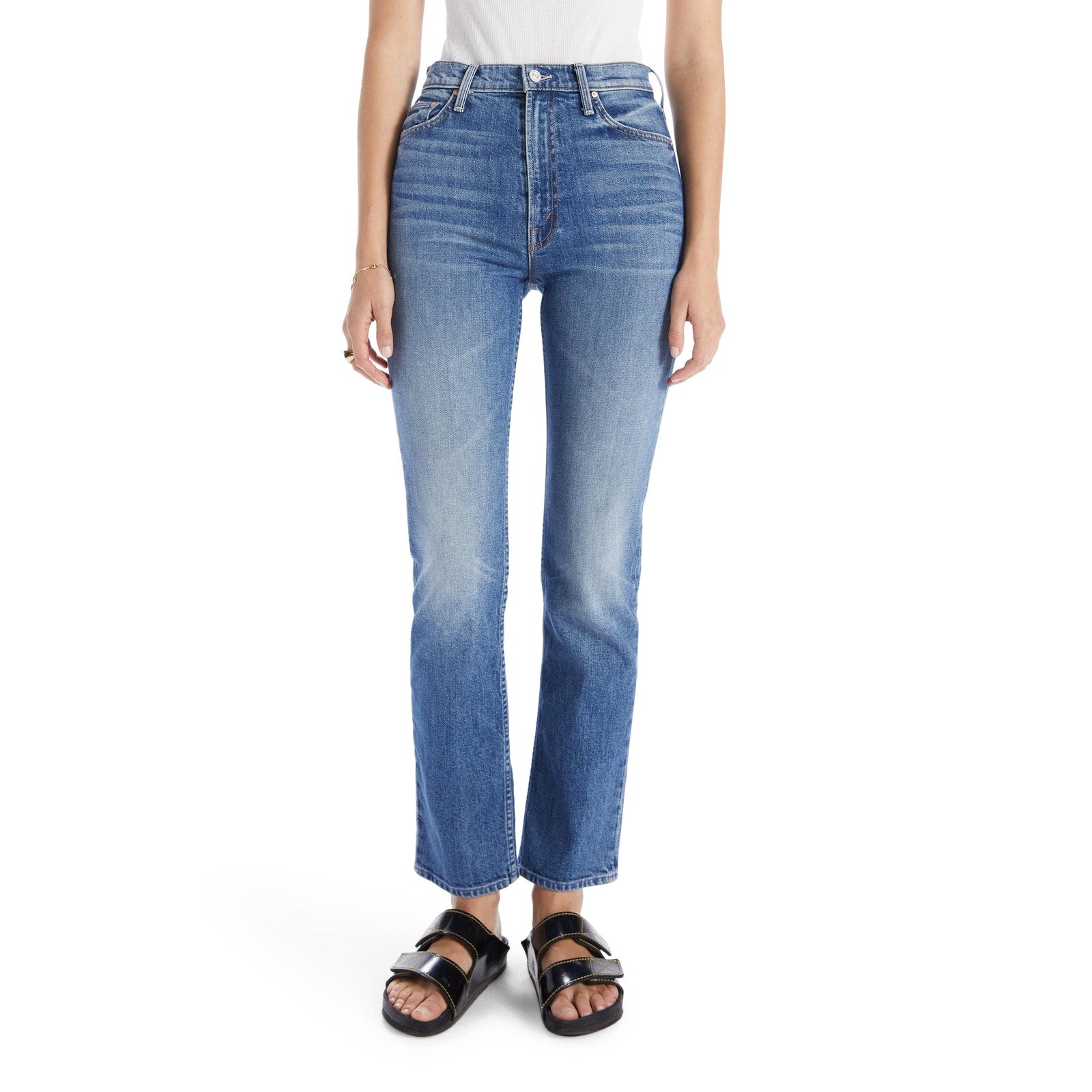 Mother Rider Skimp Blue Cotton High Waist Straight Leg Denim Jeans Size 26
