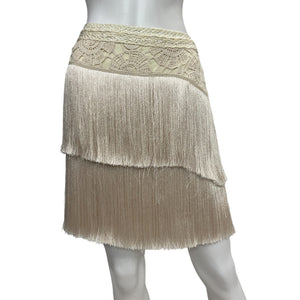 Patbo Tiered Wheat Fringe Mini Skirt Size 10 NWT