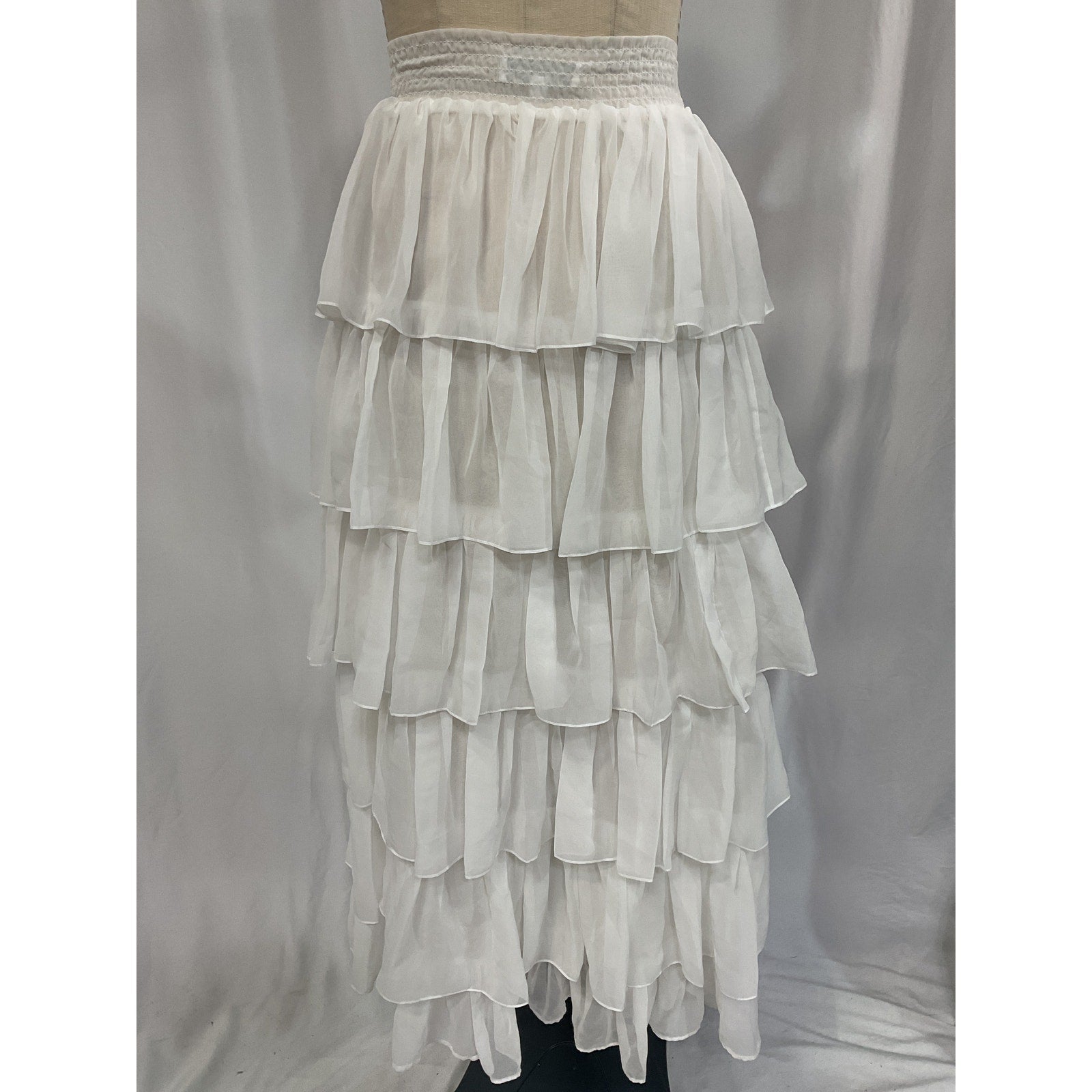 Caroline Constas 'Cassiopeia' White Chiffon Satin Skirt Size S