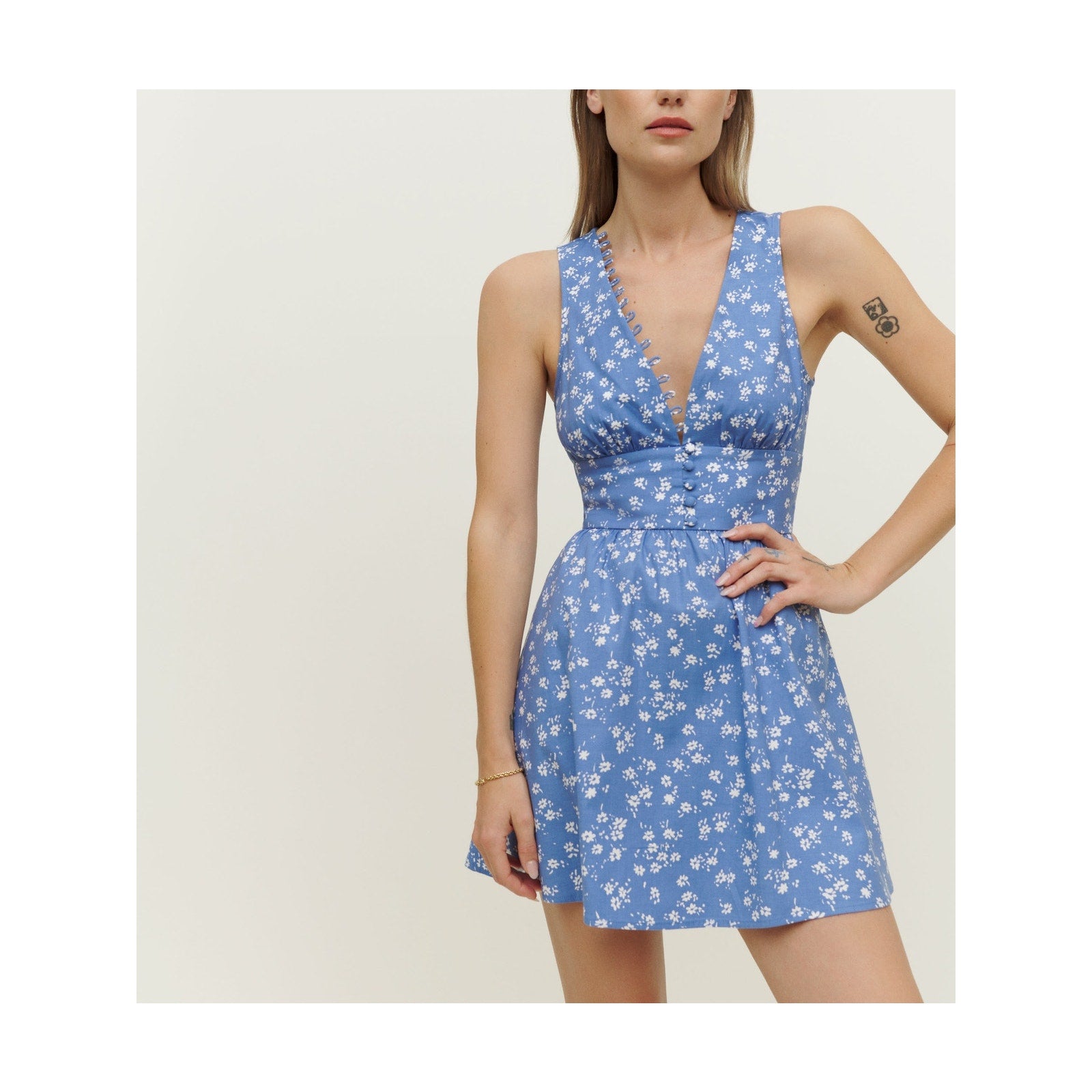 Reformation 'Isador' Blue Cotton Dress Size 4