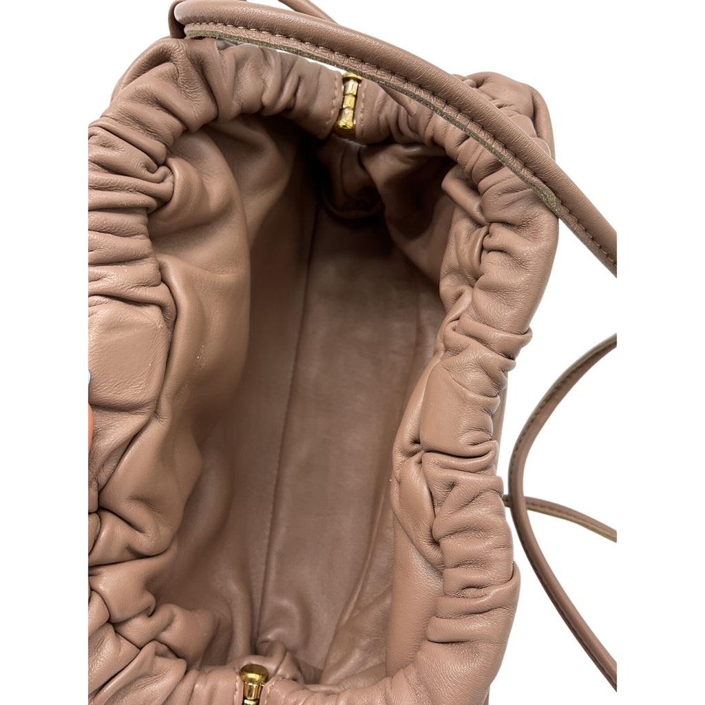 Mansur Gavriel Mini Brown Leather Cloud Leather Clutch