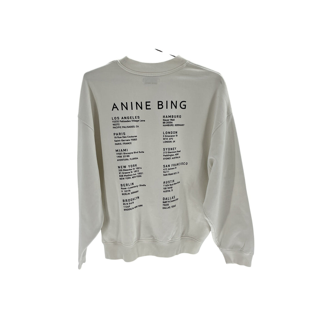 Anine Bing 'Jaci' White Cotton Smiley Sweatshirt Size S