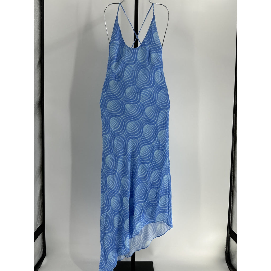 L'Academie 'Sigrid' Blue Viscose Midi Dress Size XS