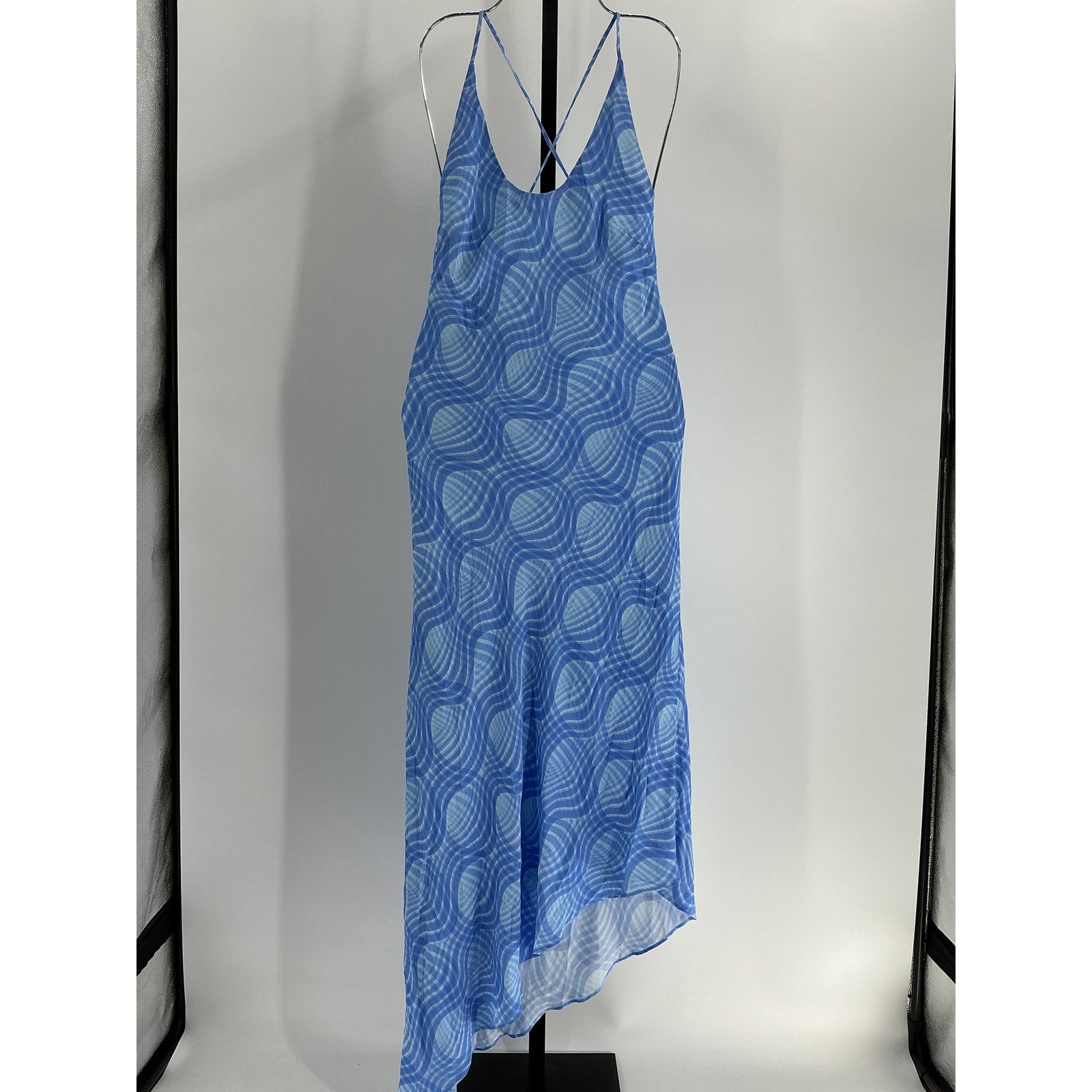 L'Academie 'Sigrid' Blue Viscose Midi Dress Size XS