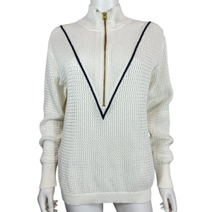 Varley Textured White Calva Half Zip Sweater Size S