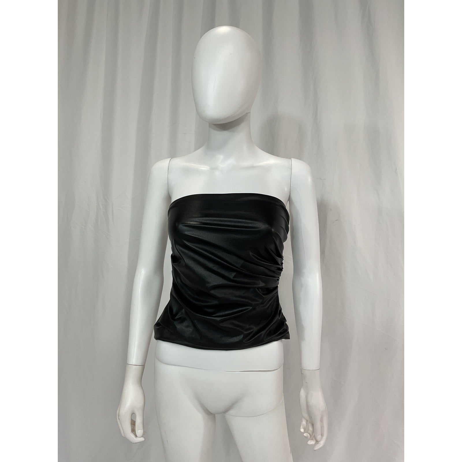 Helmut Lang Black Faux Leather Tube Top Size XS