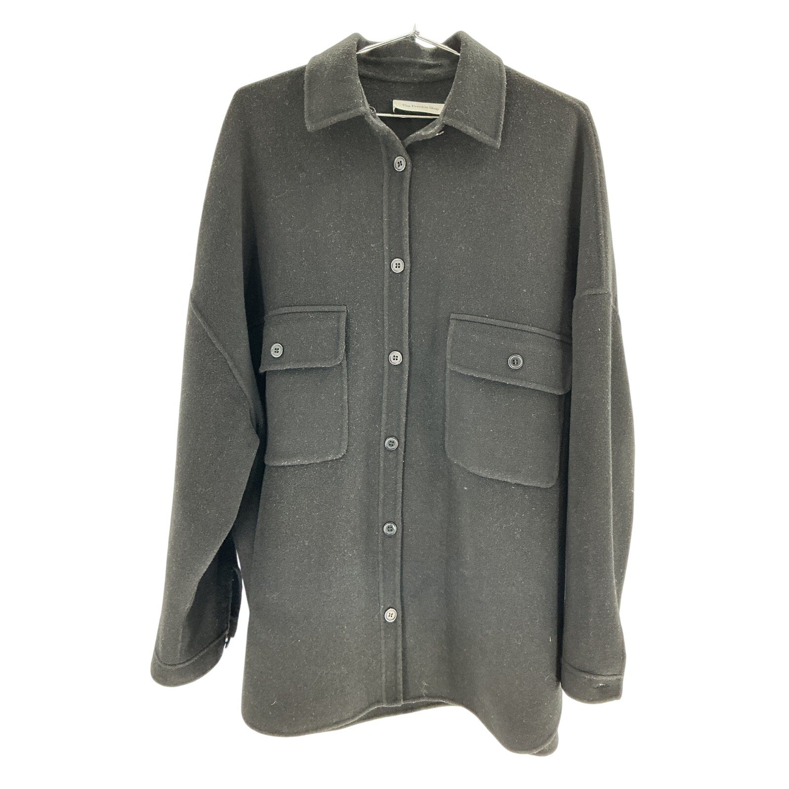 The Frankie Shop 'Dallas' Black Wool Overshirt Size L