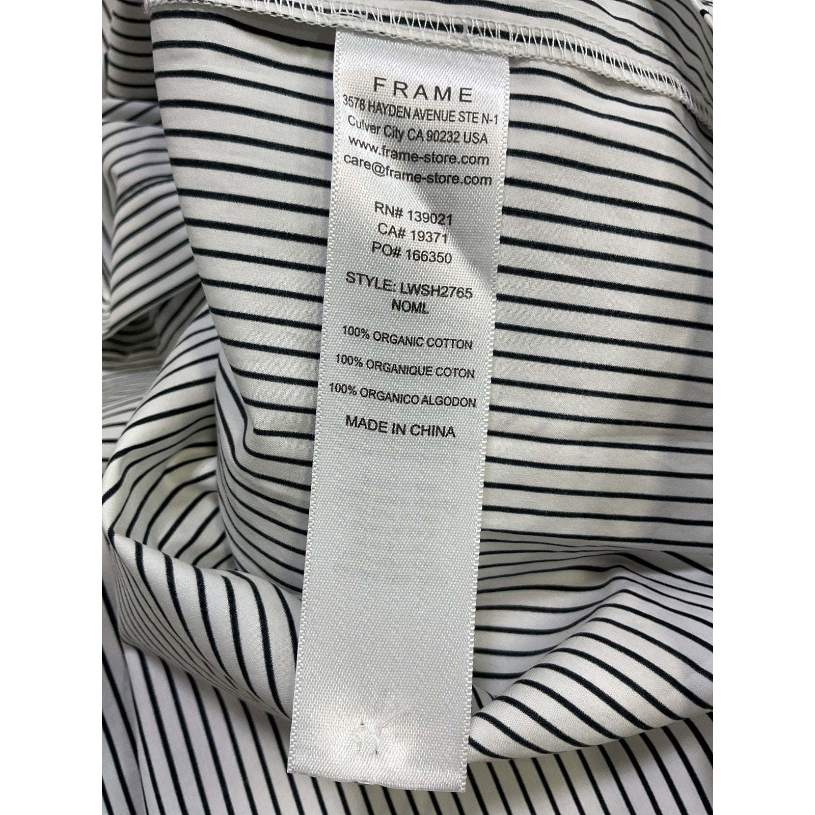 Frame 'Ruched' Black Poplin Puff Sleeve Collared Shirt / Blouse Size XS - NWT