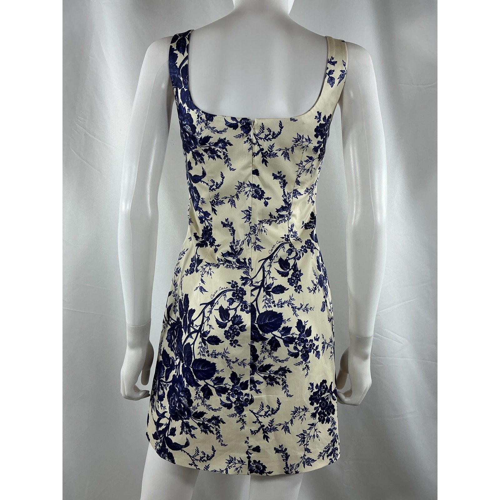 Cara Cara 'Sandra' Blue Cotton Floral Square Neck Minidress Size 0