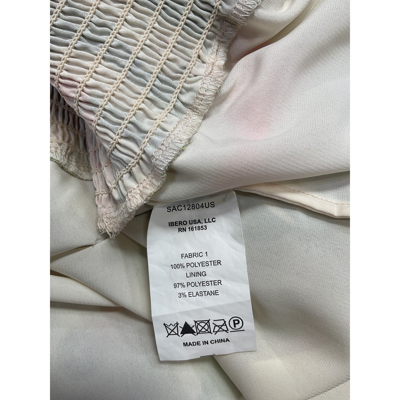 Patbo 'Oasis' Off White Polyester Shirred Ruffle Mini Skirt Size L