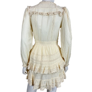 Loveshackfancy Ruffled Beige Lace Mini Dress Size XS