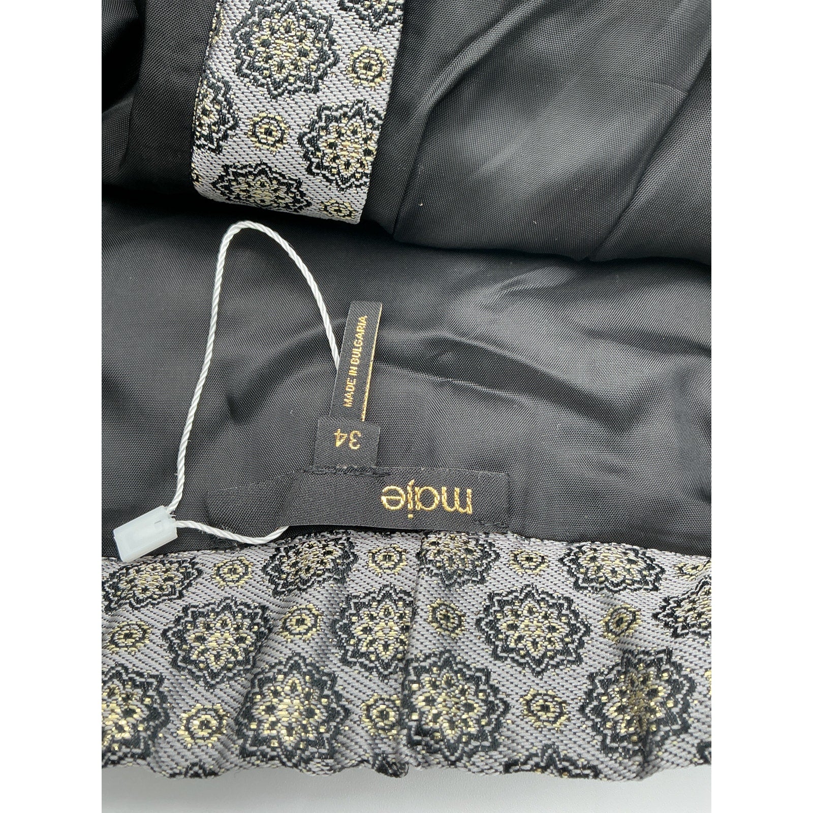 Maje Layered Metallic Grey Polyester Jacquard Shorts Size 34
