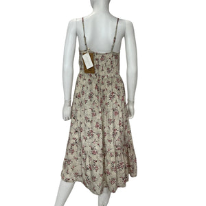 Reistor Strappy Pink Floral Sunset Scenes Midi Dress Size S NWT