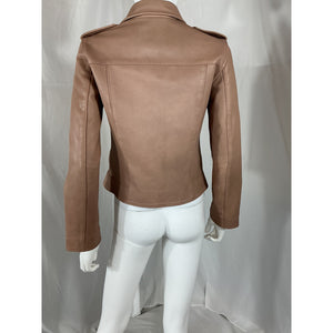 Allsaints Fern Brown Leather Biker Jacket Size 6