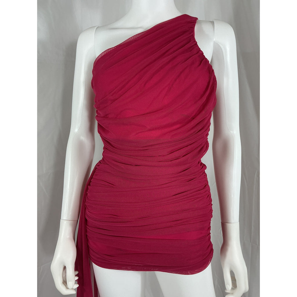 The Sei One Shoulder Pink Mini Dress With Train Size S - NWT