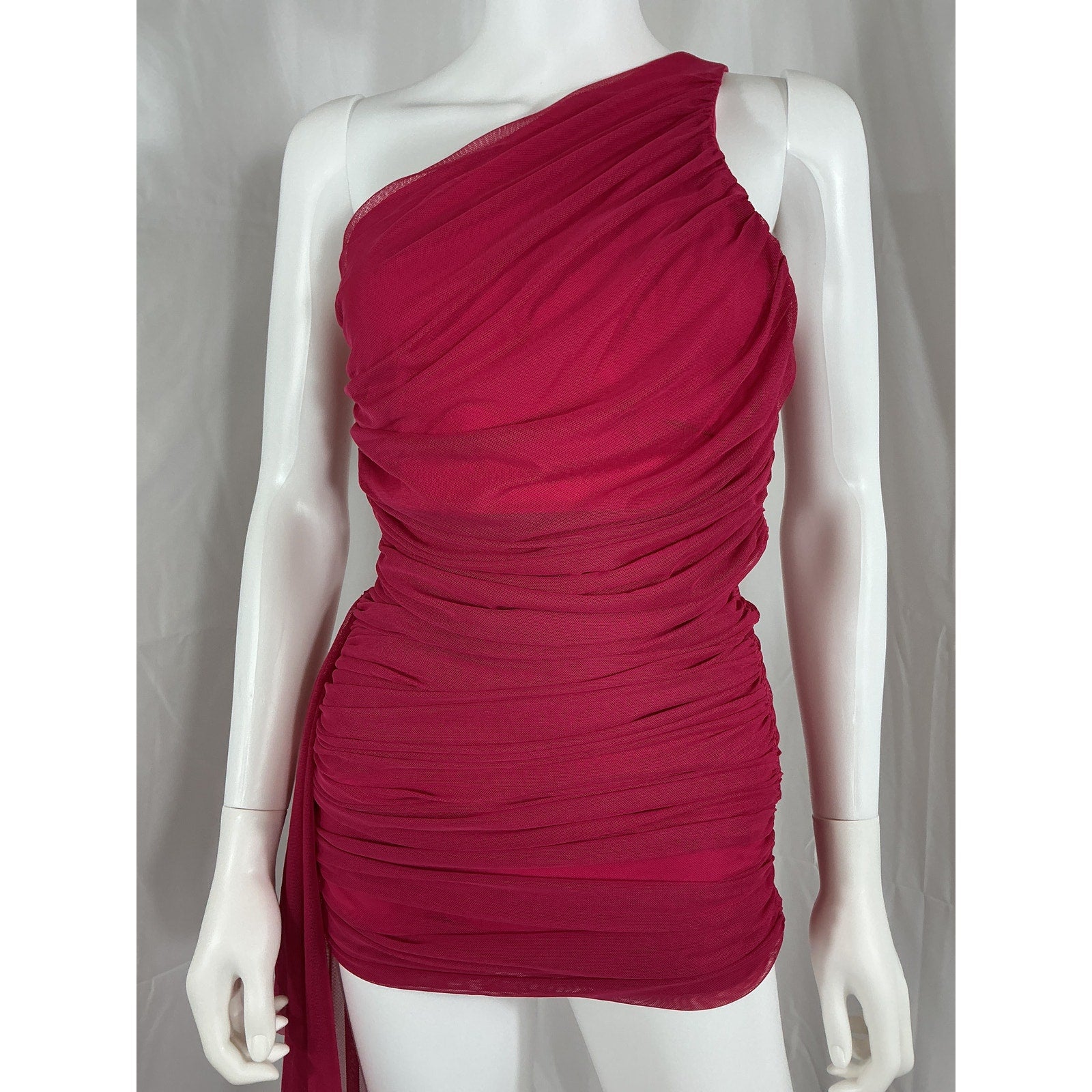 The Sei One Shoulder Pink Mini Dress With Train Size S - NWT