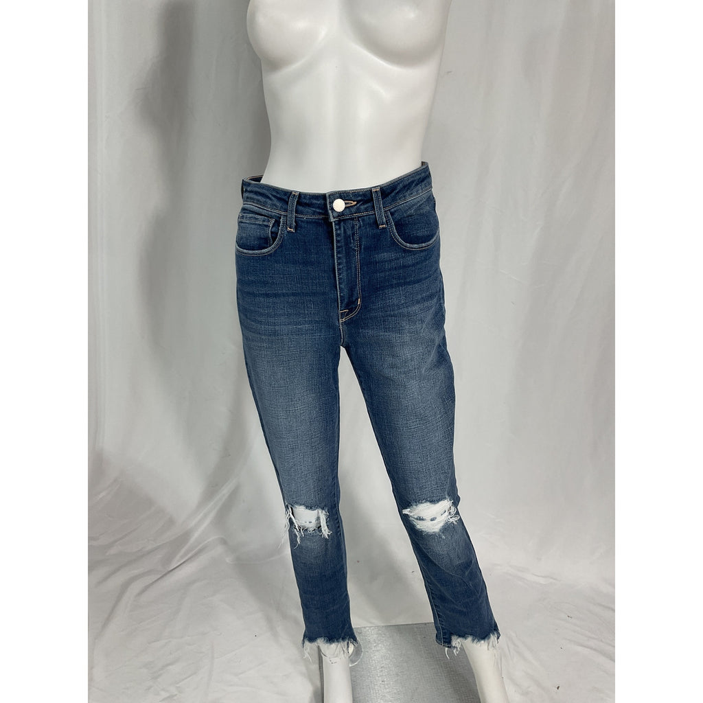 L'Agence High Line Blue High Rise Skinny Distressed Denim Jean Size 27