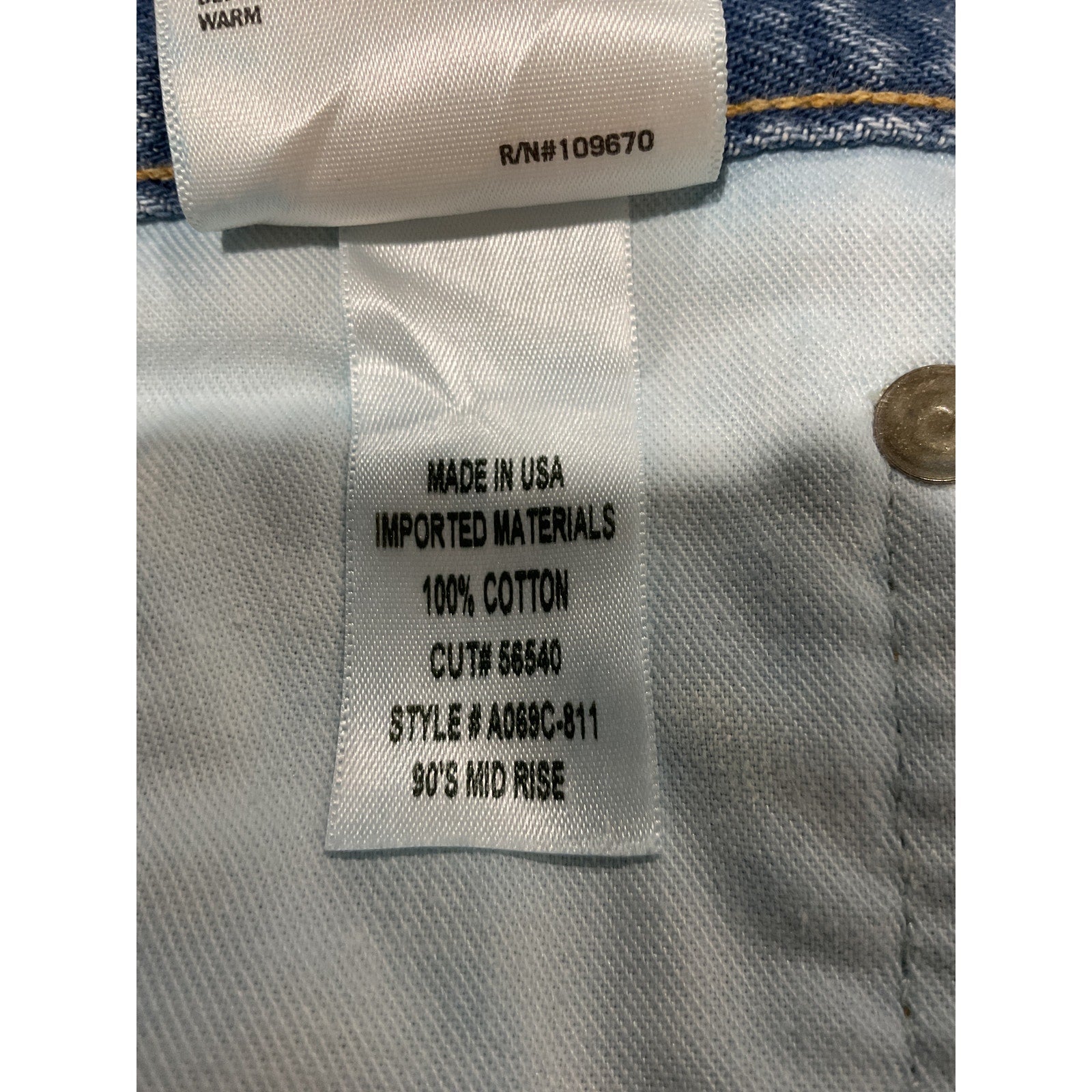 Agolde '90'S' Blue Cotton Mid Rise Loose Fit Size 26