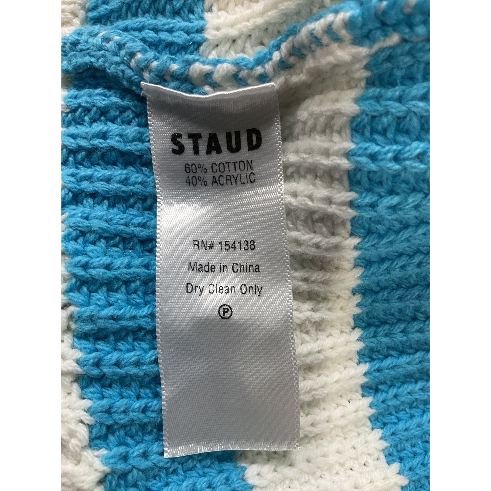 Staud 'Tide' Blue Crewneck Striped Cardigan Size M